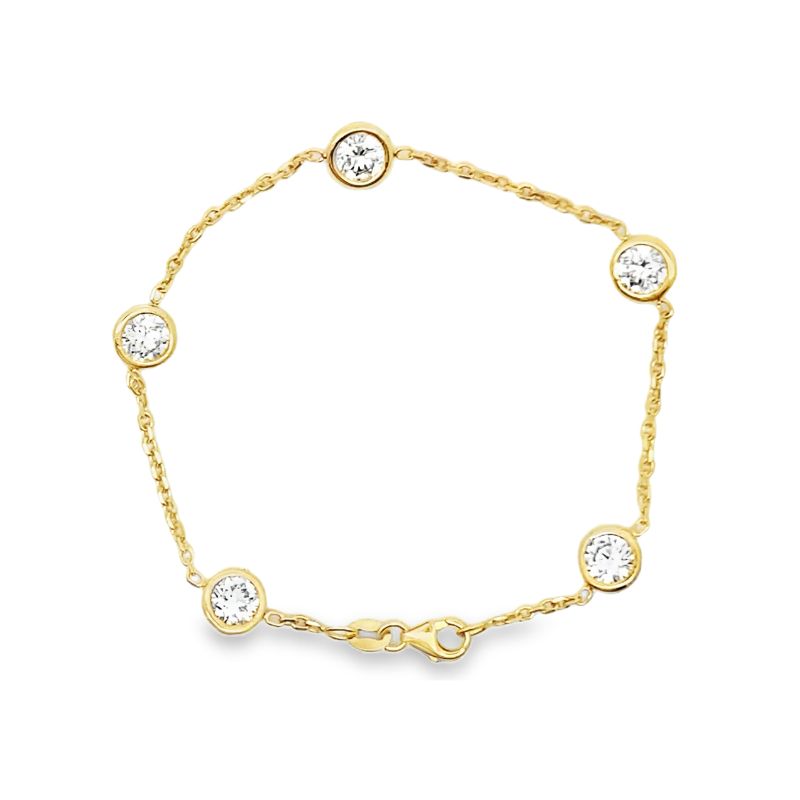 Lab Grown Diamond Bezel Station Bracelet, 14kt Yellow Gold
