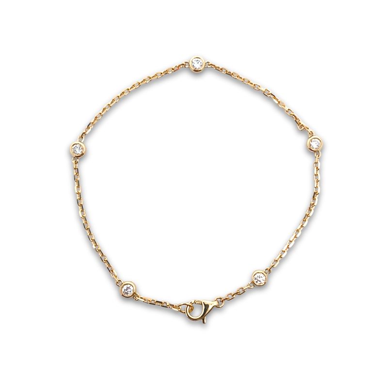 0.25ct Lab Grown Diamond Bezel Station Bracelet, 14kt