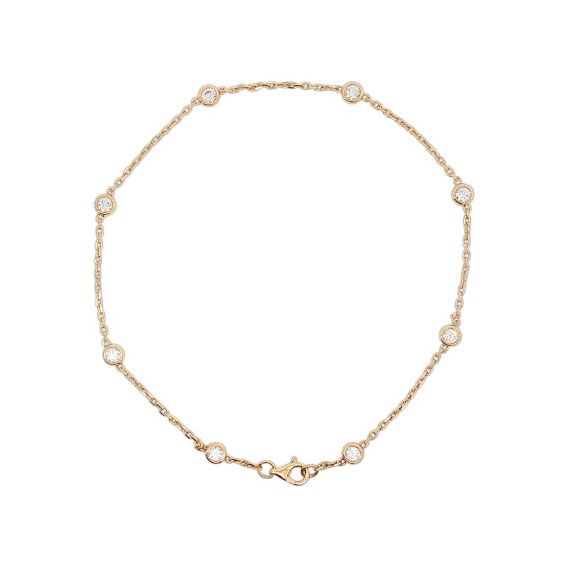 0.65ctw Lab Grown Diamond Bezel Station Anklet, 14kt