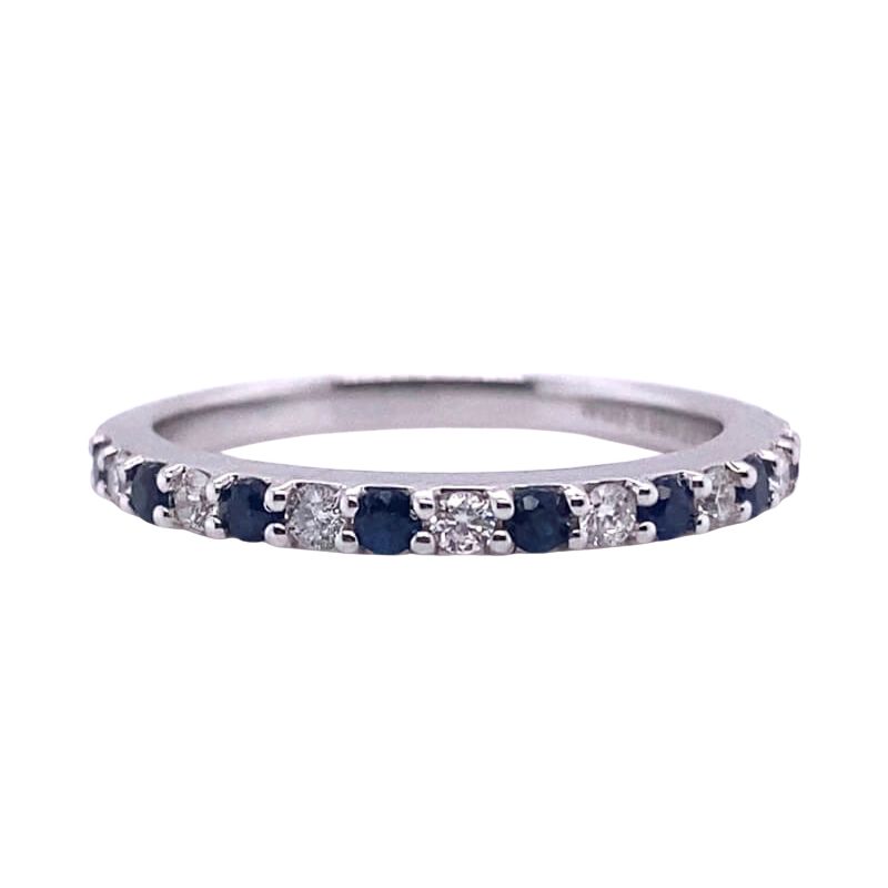 14kt White Gold Alternating Sapphire and Diamond Band