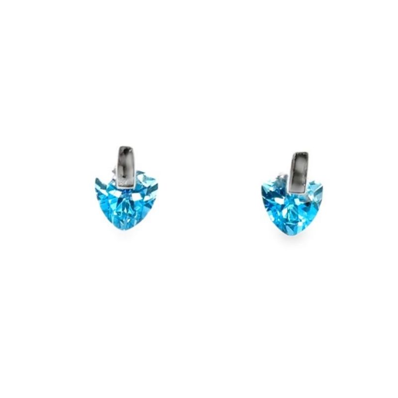 6mm Trillion Blue Topaz Floating Earrings, 14kt