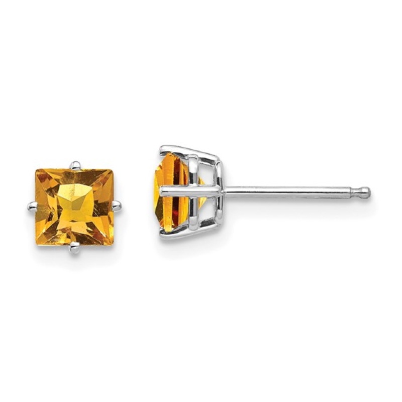 14kt Princess Citrine Studs