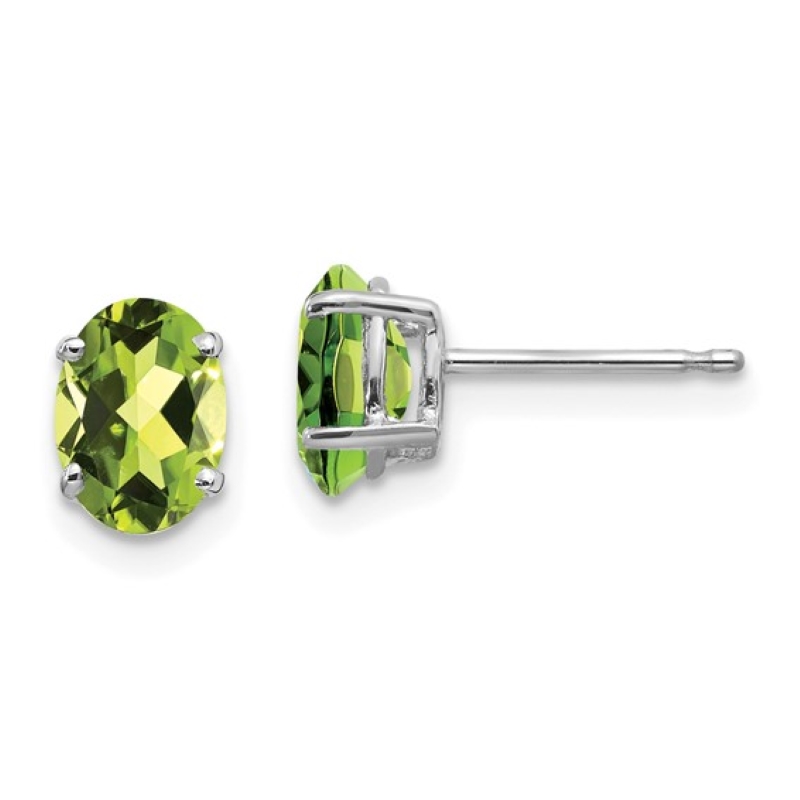 14kt Oval Peridot Studs