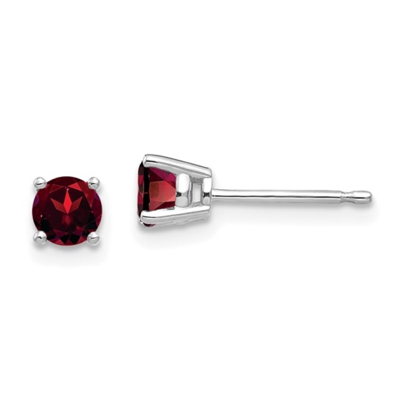 14kt Round Garnet Studs, 4mm