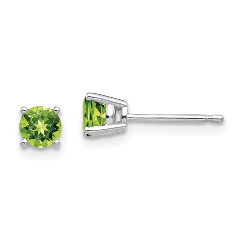 14kt Round Peridot Studs, 4mm