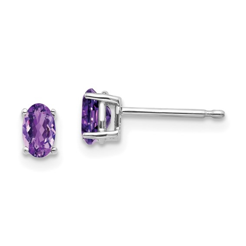 14kt Oval Amethyst Studs