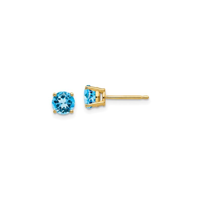 14kt Yellow Gold, Blue Topaz Stud Earrings