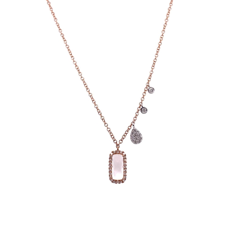 Meira T Designer Pink Topaz and Diamond Necklace, 14kt Rose
