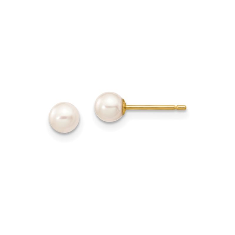 4-5mm Round Pearl Studds, 14kt Yellow