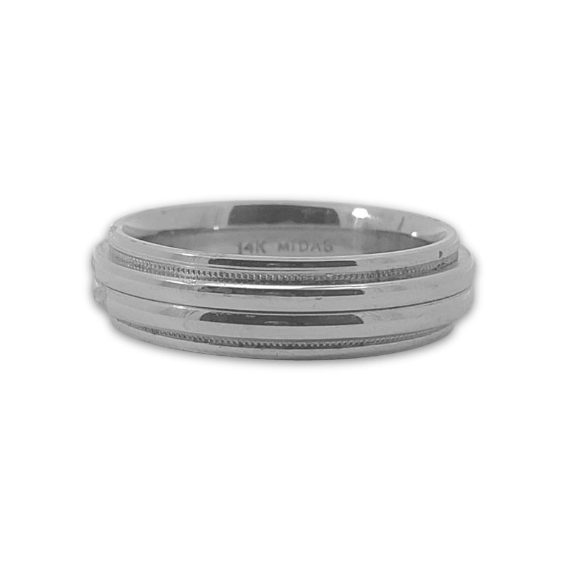 6.25mm Grooved Milgrain Gents Wedding Band