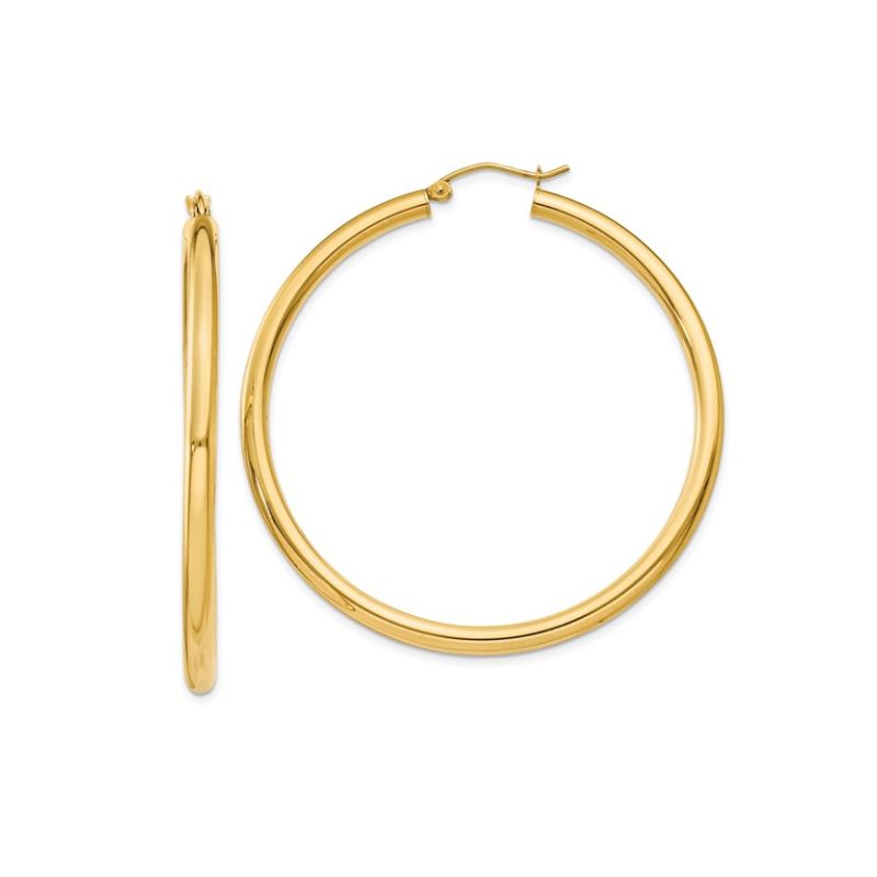 3mm Large Tube Earrings, 14kt Yellow