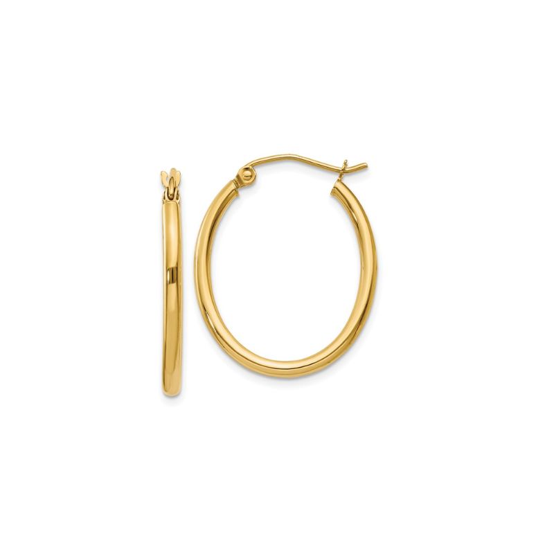 Small Oval Hoop Earrings, 14kt Yellow