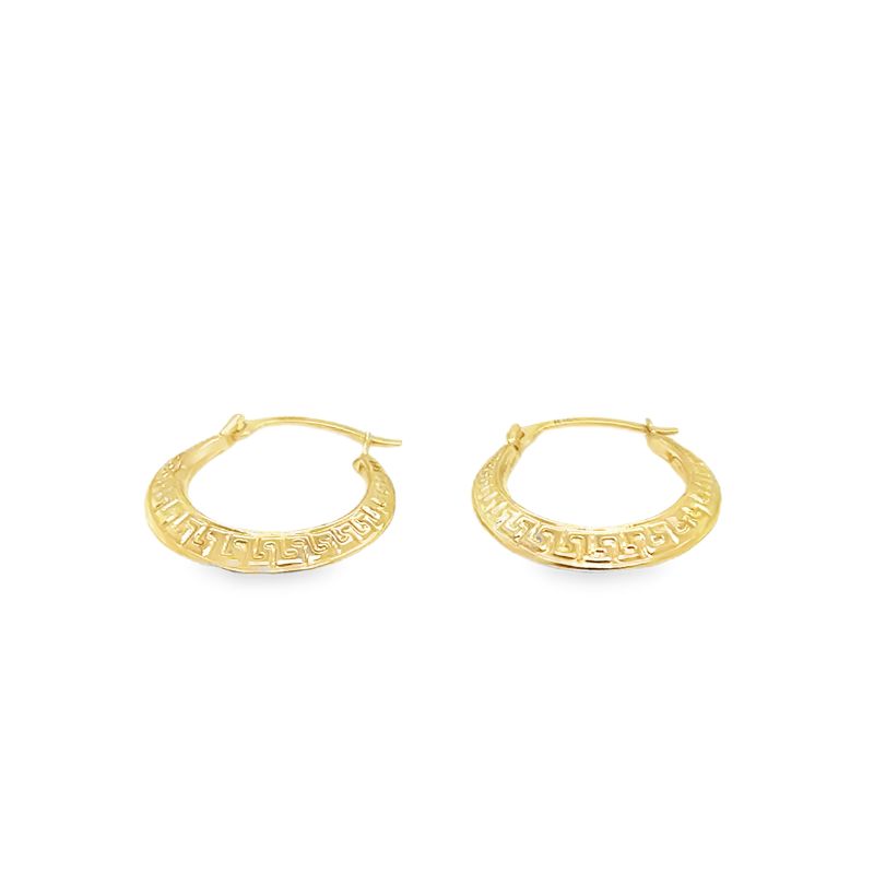 Small Hollow Greek Key Earrings, 14kt Yellow