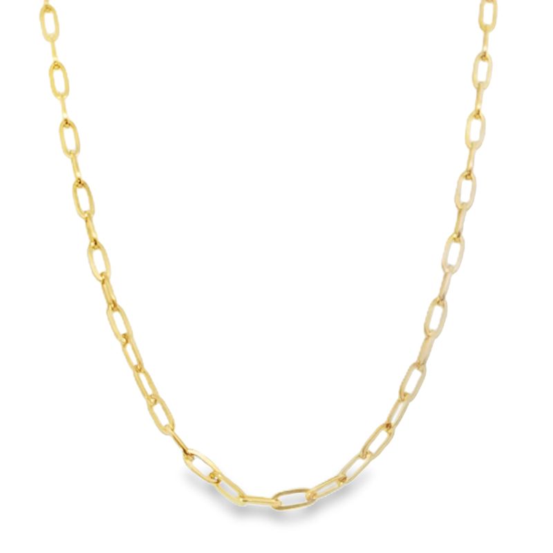 8mm Long Solid Paperclip Necklace, 14kt Yellow