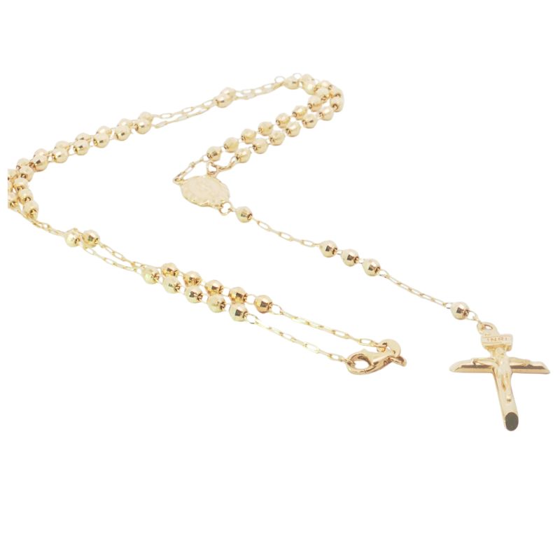 3mm Diamond Cut Rosary with Cruciifix, 14kt Yellow