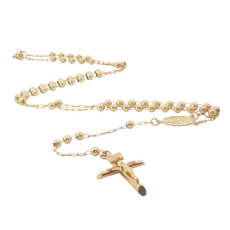 3mm Polished Bead Rosary, 14kt Yellow