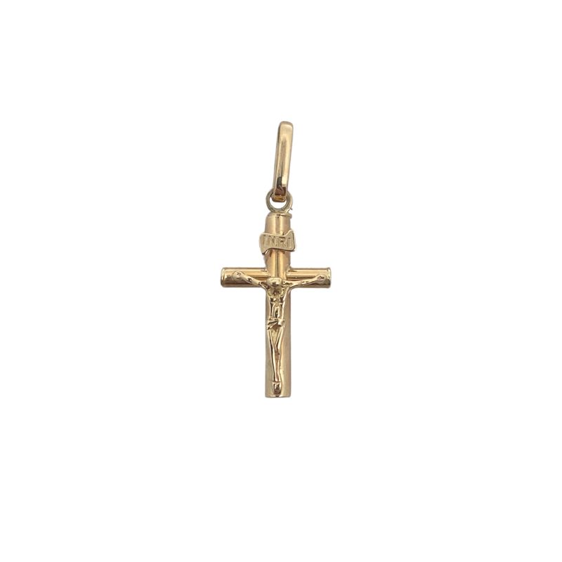 Small Hollow Crusifix Pendant, 14kt Yellow Gold