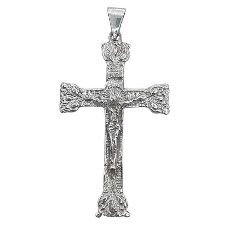 Large Floral Crusifix, 14kt White