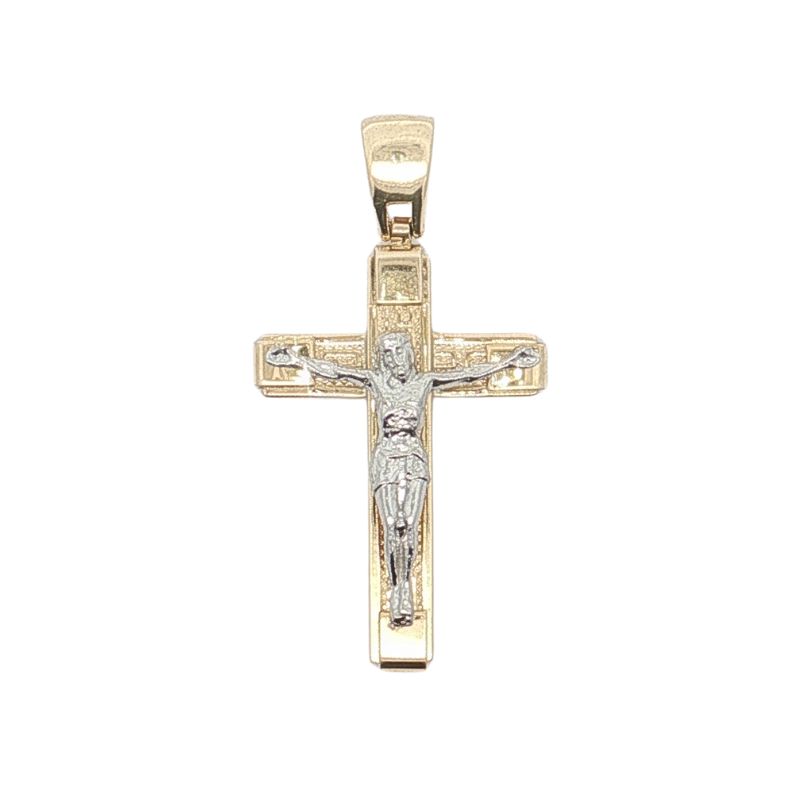 5.0mm Tube Crucifix 14kt Two Tone, Italy