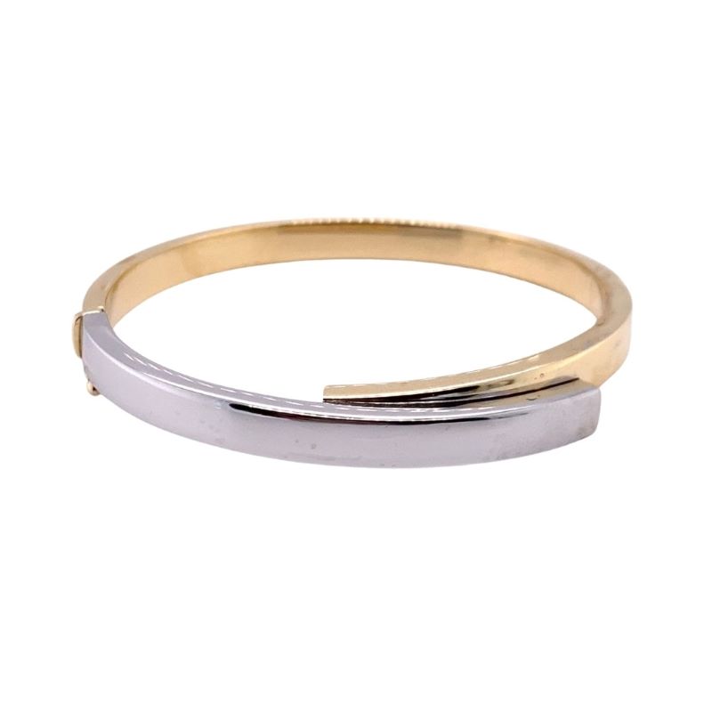 Ladies 14kt Yellow and White Gold Wrapped Bangle Bracelet