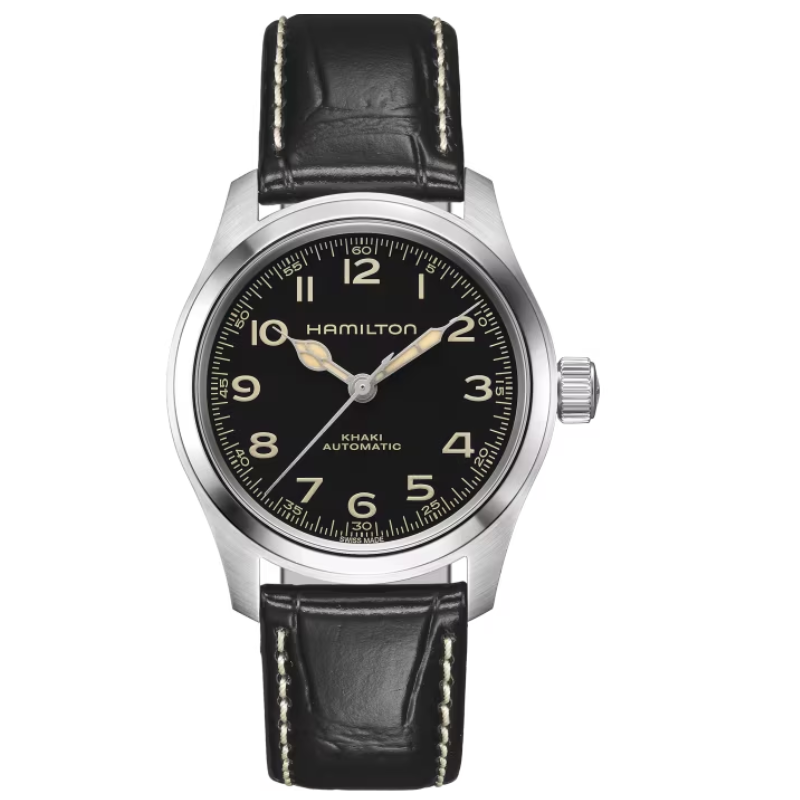 H70405730 Hamilton Khaki Field Automatic Murph Black Dial Black Leather Strap 38MM