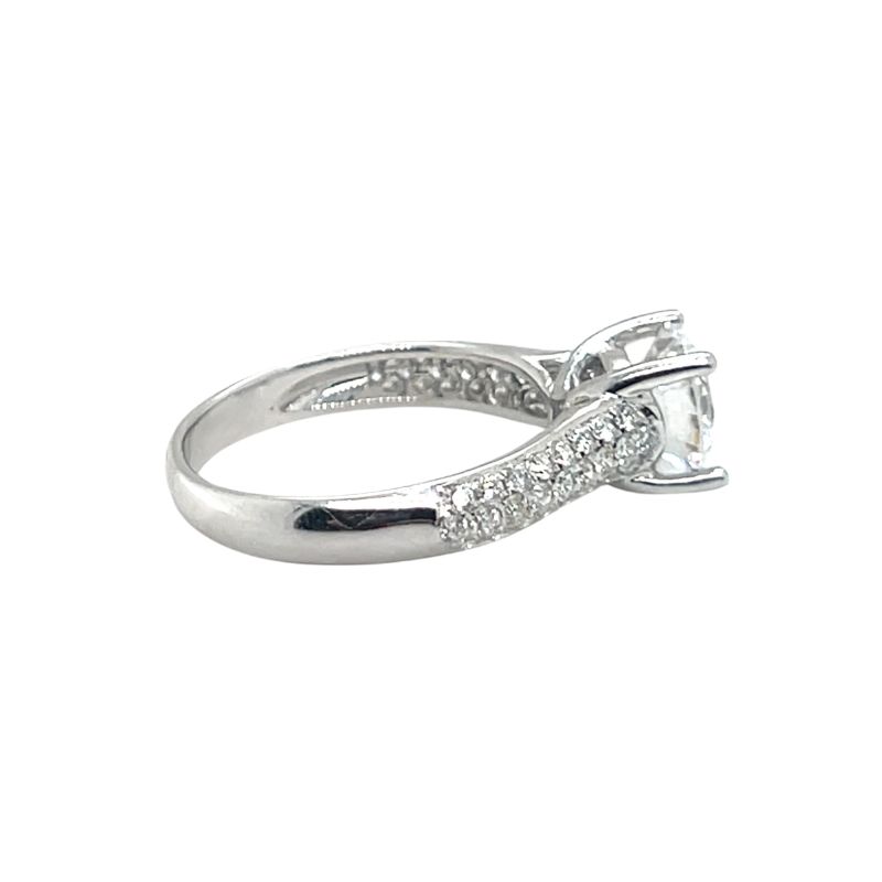 Diamond Three Row Engagement Ring, 18kt White Gold - Image 2
