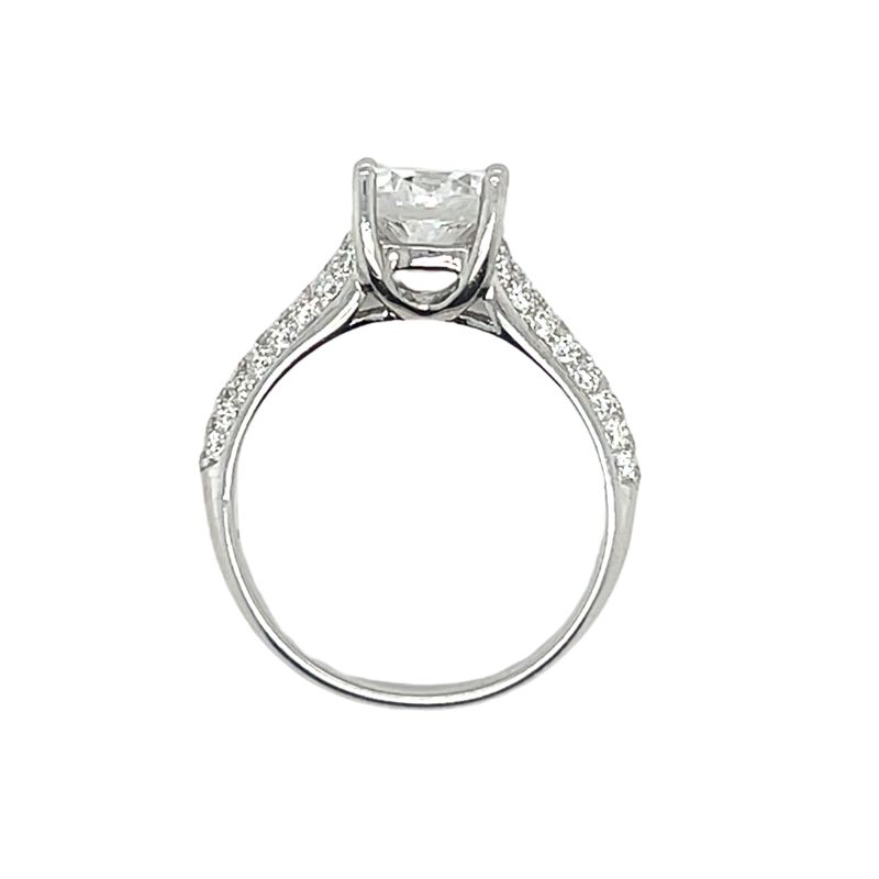 Diamond Three Row Engagement Ring, 18kt White Gold - Image 3