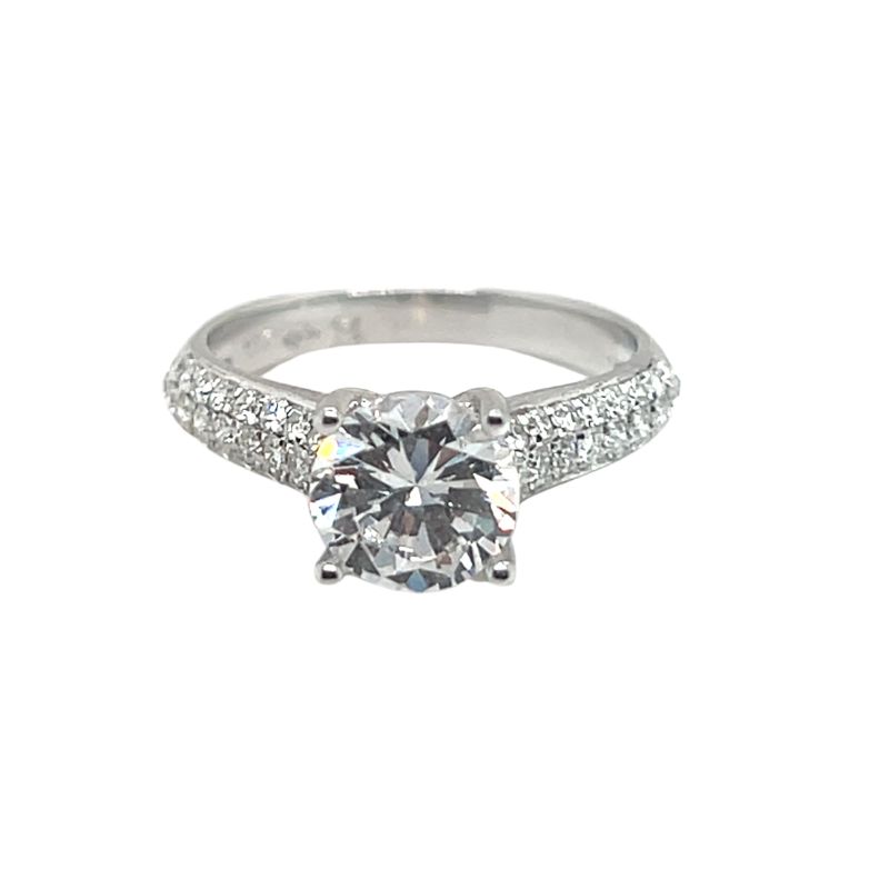 Diamond Three Row Engagement Ring, 18kt White Gold