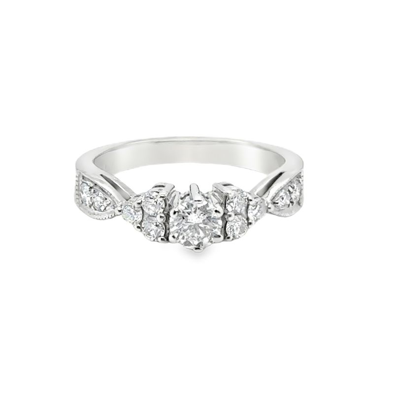 3 Stone Pave Vintage Engagement Ring