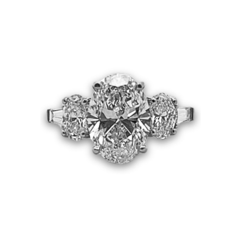 3 Stone Oval Ring 4.00ctw Platinum