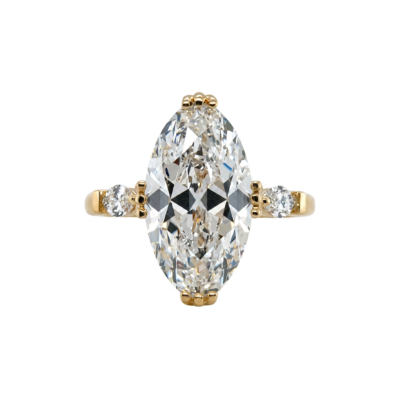 5.00ct Moval Center in Timeless Bridal Engagement, 14kt Yellow