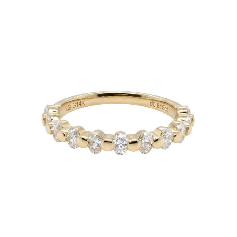 0.80ctw Ovals Single Prong Band, 14kt Yellow