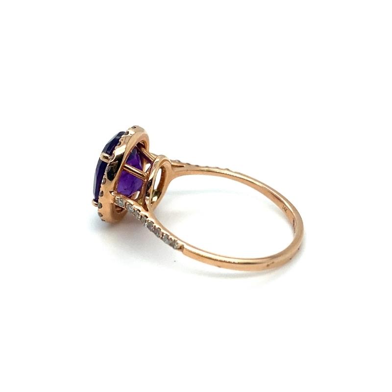 Oval Amethyst with Diamond Halo Ring - Image 2