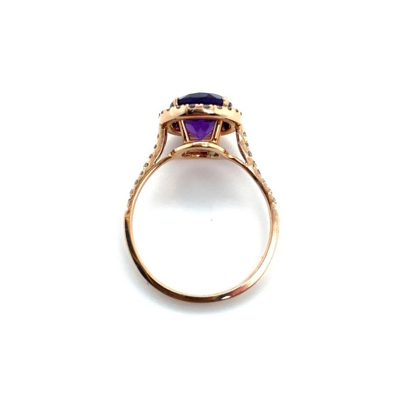 Oval Amethyst with Diamond Halo Ring - Image 3