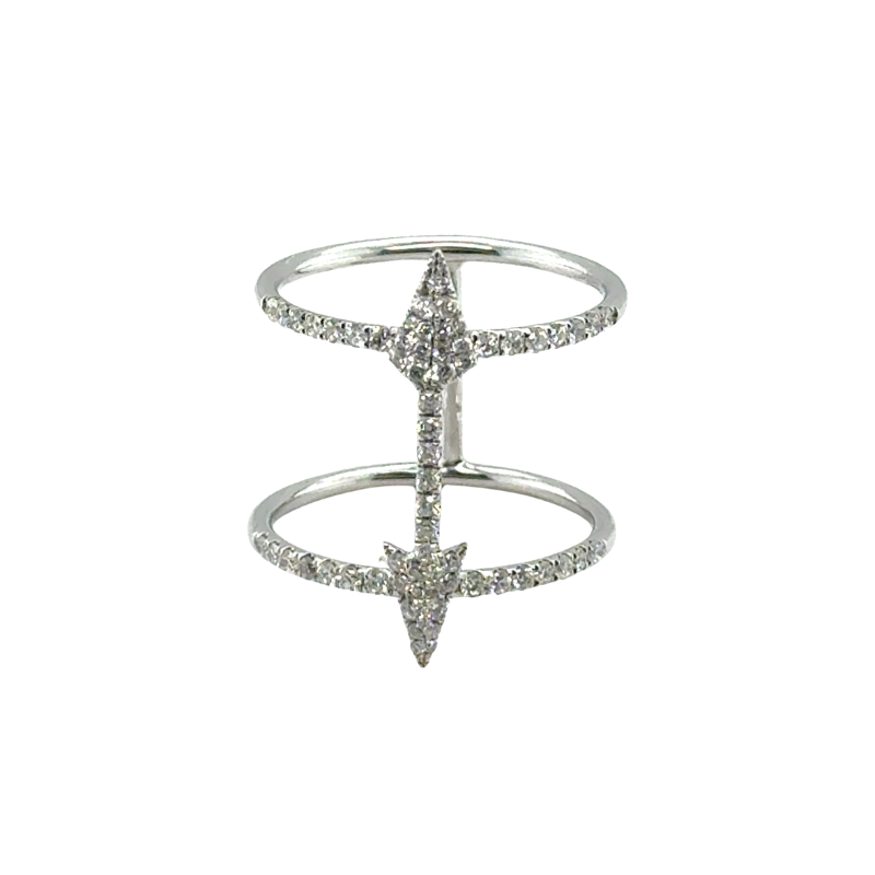 Miera T Wide 2 Row Diamond Fashion Ring, 14kt