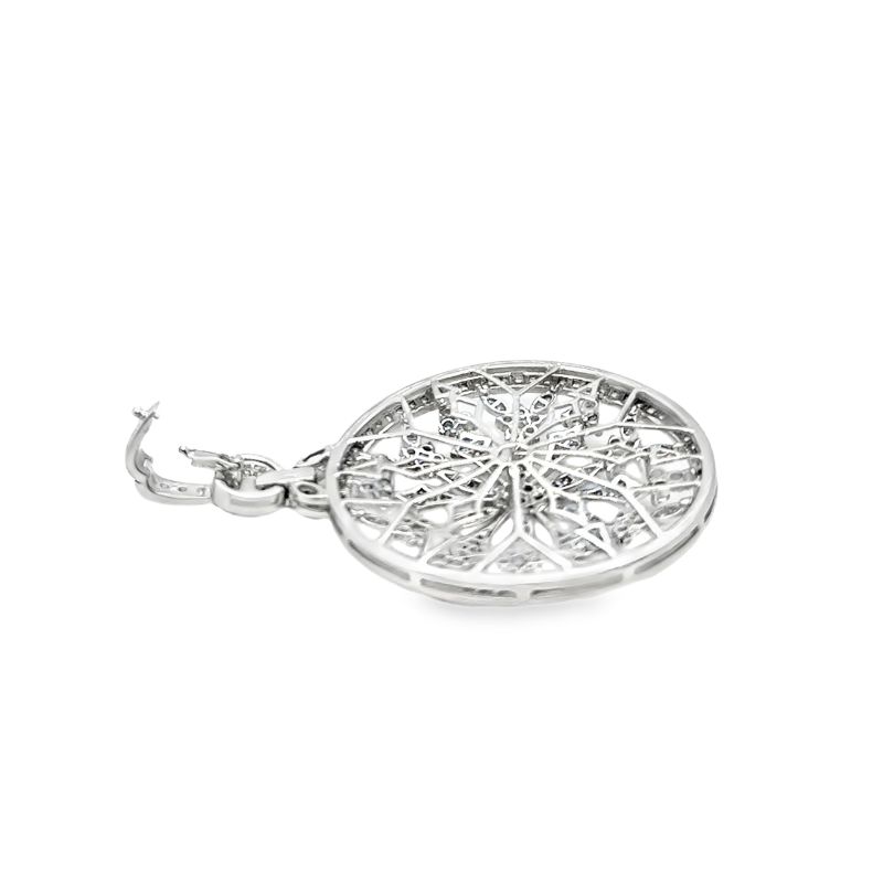 Diamond Openwork Medallion Pendant Necklace in White Gold - Image 3