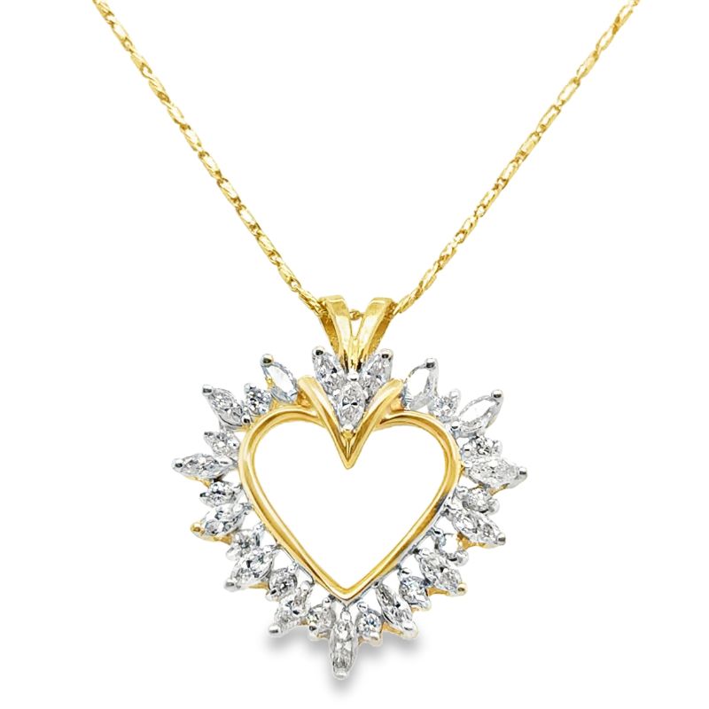 1.00ctw Diamond Heart Pendant, 14kt Yellow Gold