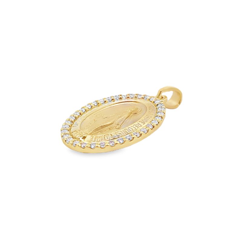 Small Miraculous Diamond Pendant Necklace 14kt Yellow Gold - Image 2