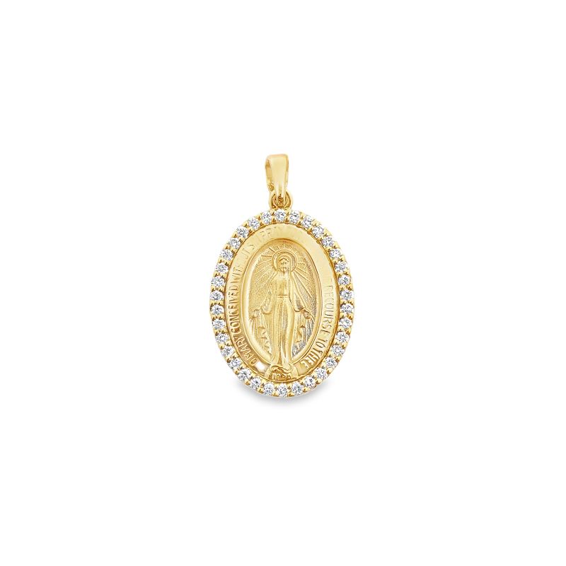 Small Miraculous Diamond Pendant Necklace 14kt Yellow Gold