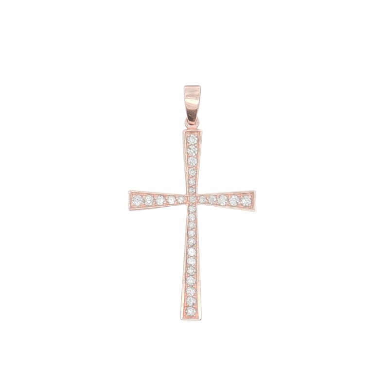 2.00ctw Pave Set Large Taper Cross, 14kt Rose