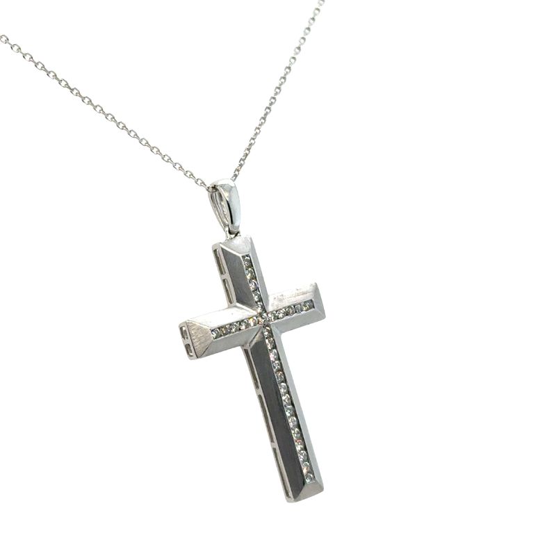 0.50ctw Gent Diamond Cross Satin Finish, 14kt White - Image 2