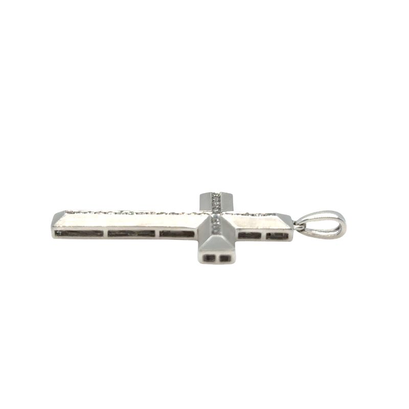 0.50ctw Gent Diamond Cross Satin Finish, 14kt White - Image 3