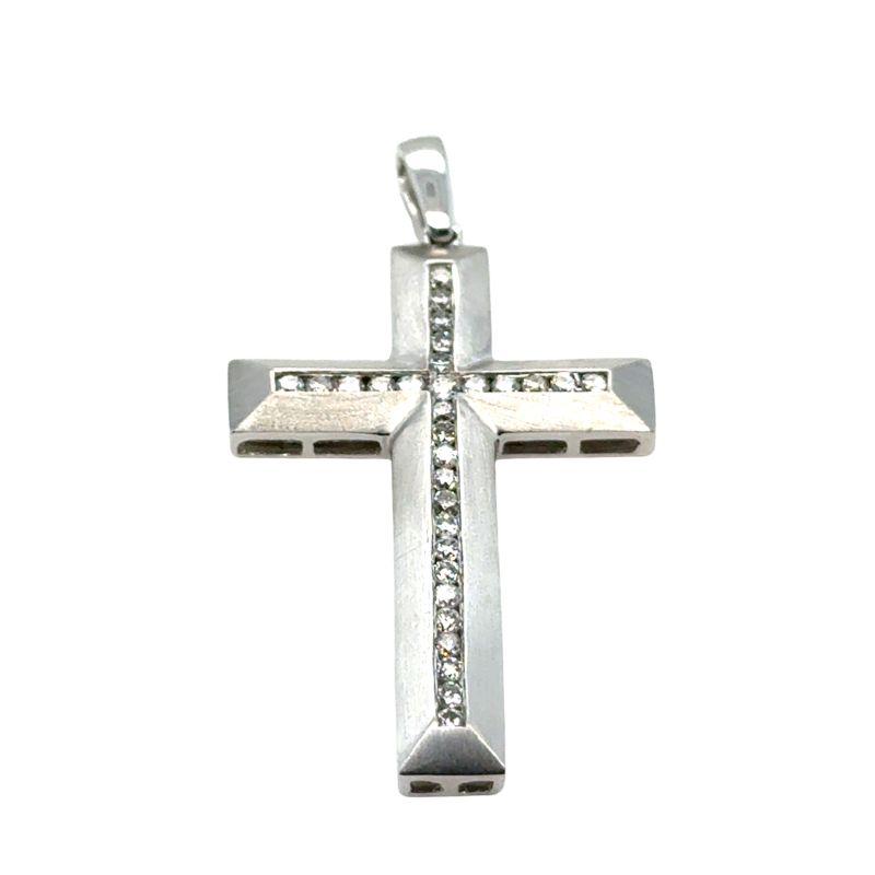 0.50ctw Gent Diamond Cross Satin Finish, 14kt White - Image 4