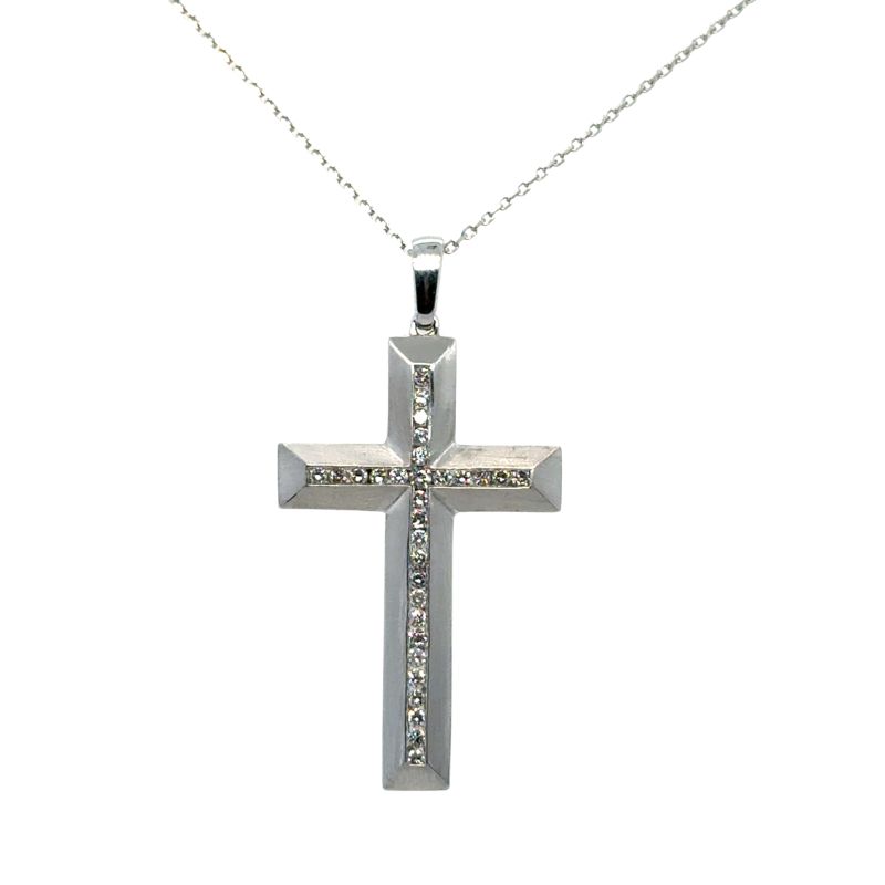 0.50ctw Gent Diamond Cross Satin Finish, 14kt White
