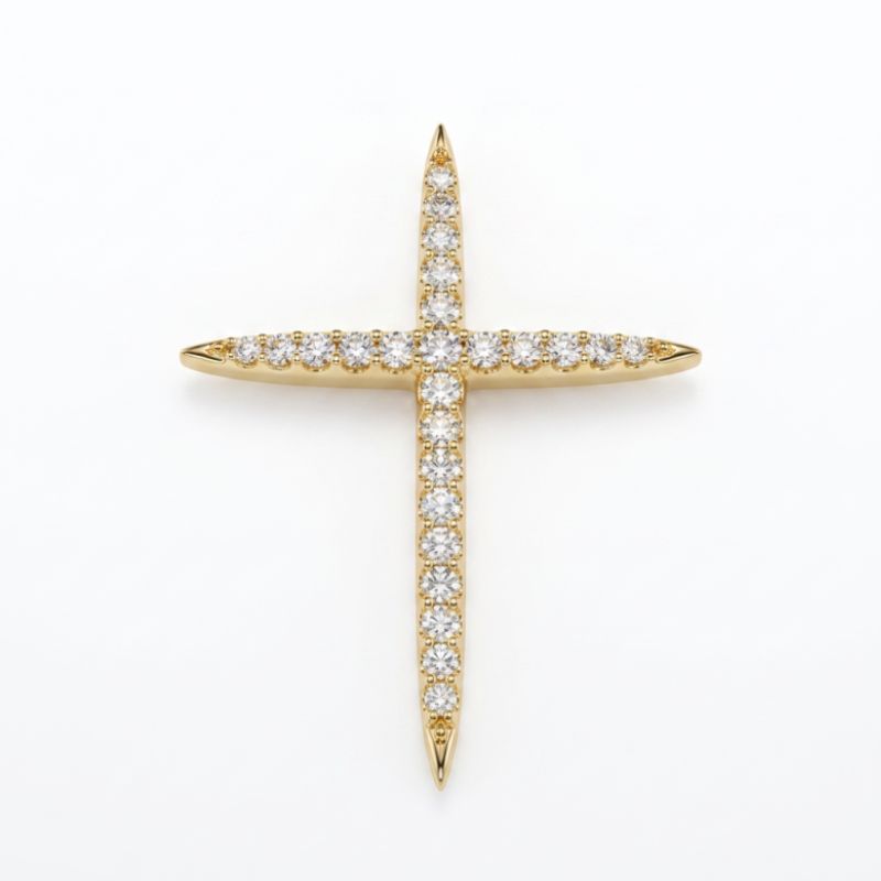 0.20ctw Northern Star Cross, 14kt Yellow