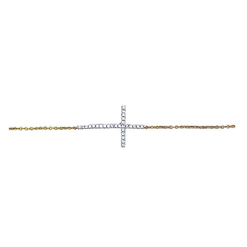 Sideways Diamond Cross Bracelet, 0.20ctw