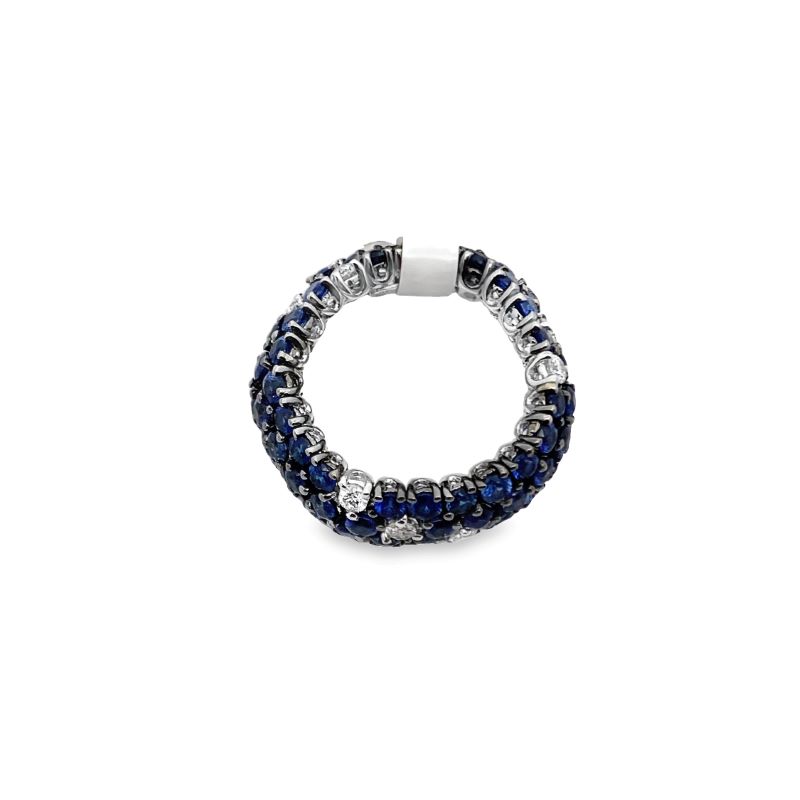 3-Row Flexible Sapphire & Diamond Band, Black Finish - Image 2