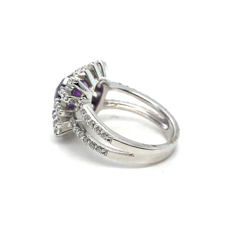 Diamond Star Burst Ring with Center Amethyst - Image 2
