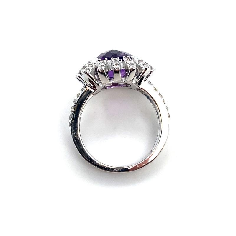 Diamond Star Burst Ring with Center Amethyst - Image 3