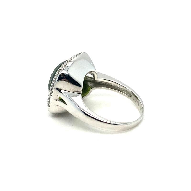 Cushion Periodt and Pave Set Halo Diamond Ring - Image 2